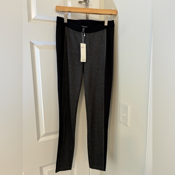NEW! Eileen Fisher Herringbone Stretch Black & Gray Leggings XS